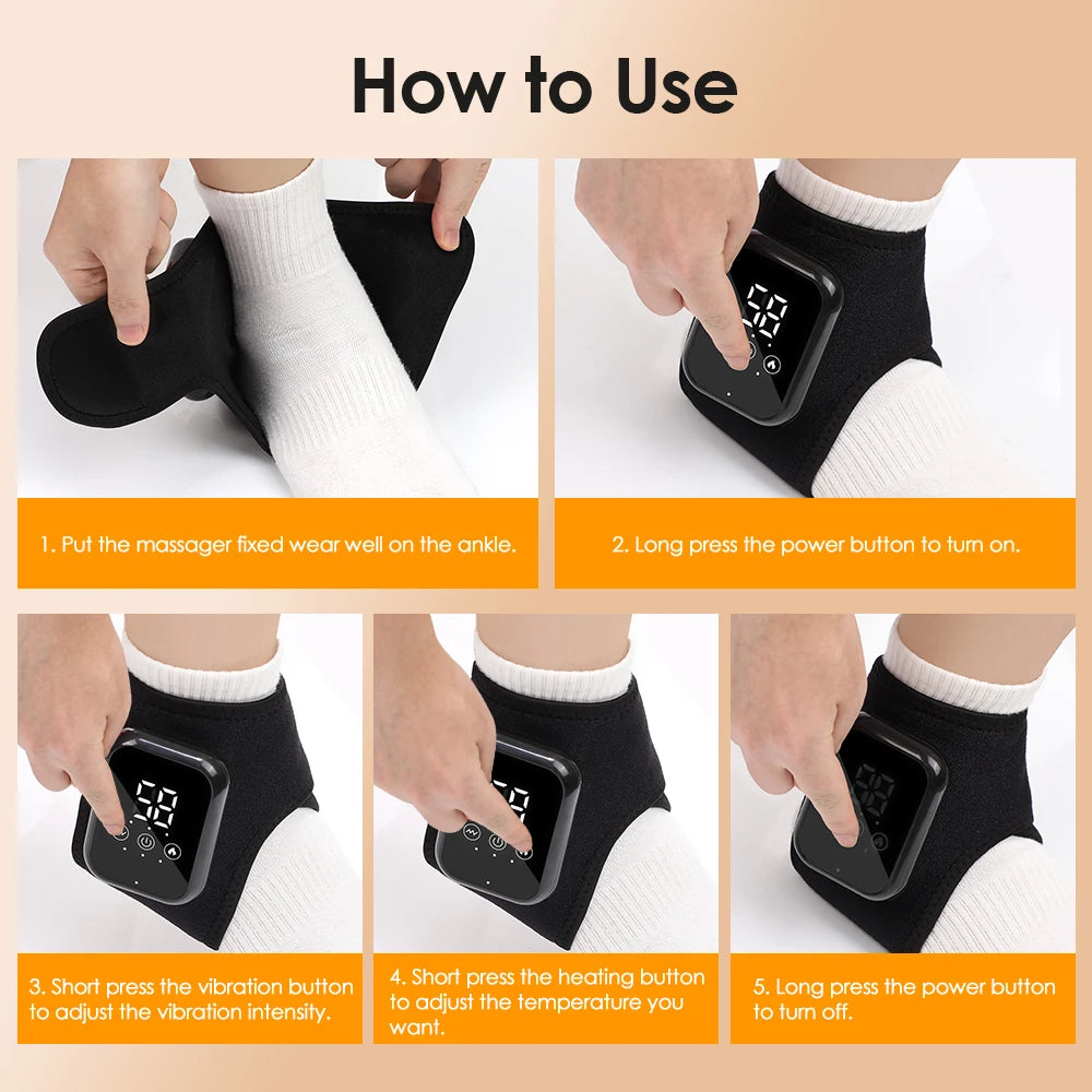 Foot Heat Massager Hot Compresses Vibration Massager Timer Breathable Material USB Foot and Ankle Joint Protection Touchscreen
