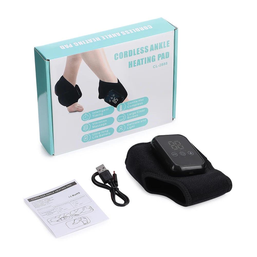 Foot Heat Massager Hot Compresses Vibration Massager Timer Breathable Material USB Foot and Ankle Joint Protection Touchscreen