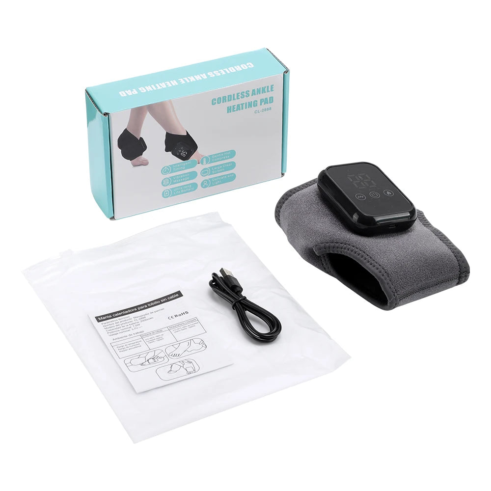 Foot Heat Massager Hot Compresses Vibration Massager Timer Breathable Material USB Foot and Ankle Joint Protection Touchscreen