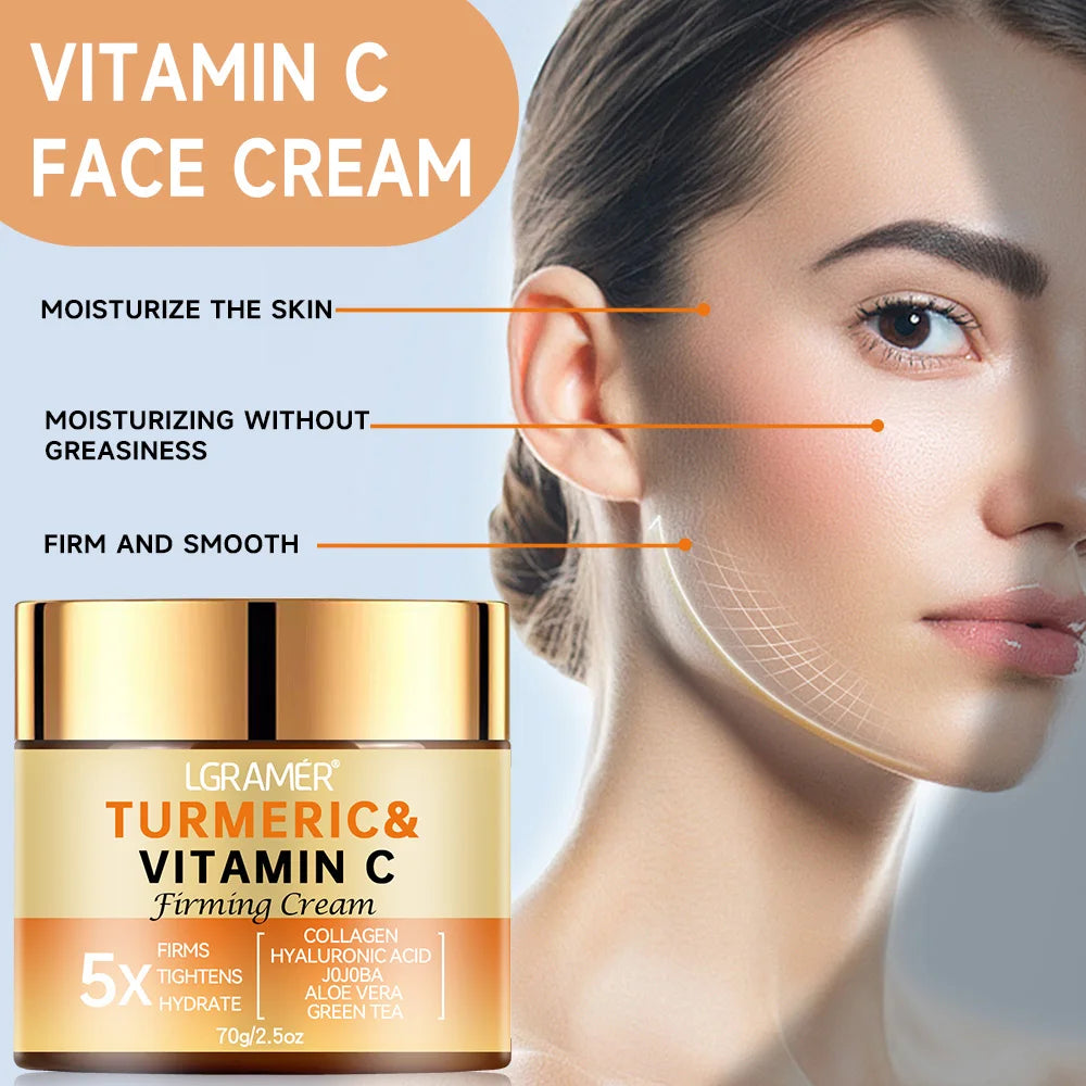 Crema Facial de Cúrcuma y Vitamina C – Hidratante, Antiarrugas y Reafirmante