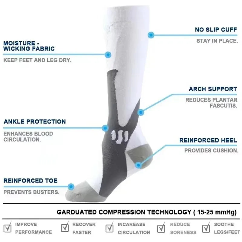 Compression Socks Medical Prevention Of Varicose Veins Anti Fatigue Nylon Care Socks Gym Outdoor Sports Running Football Cycling