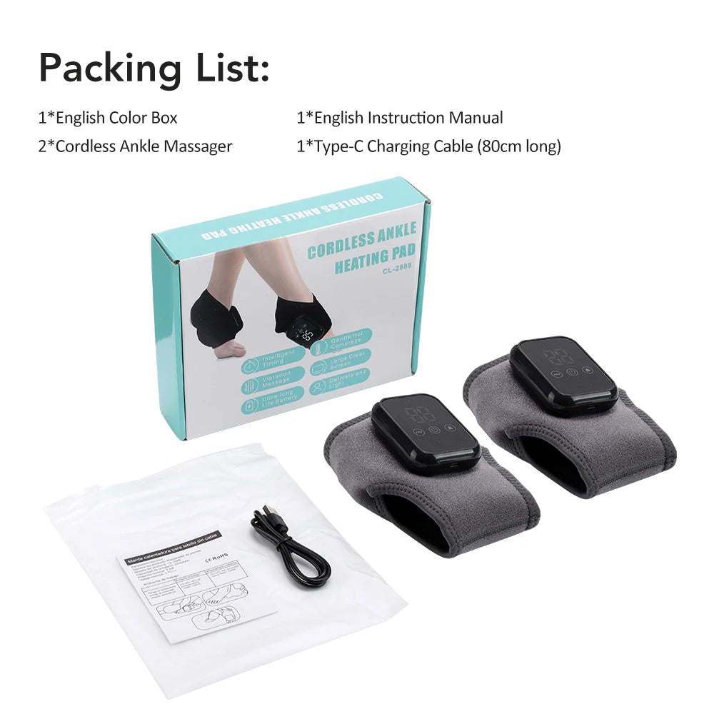 Foot Heat Massager Hot Compresses Vibration Massager Timer Breathable Material USB Foot and Ankle Joint Protection Touchscreen