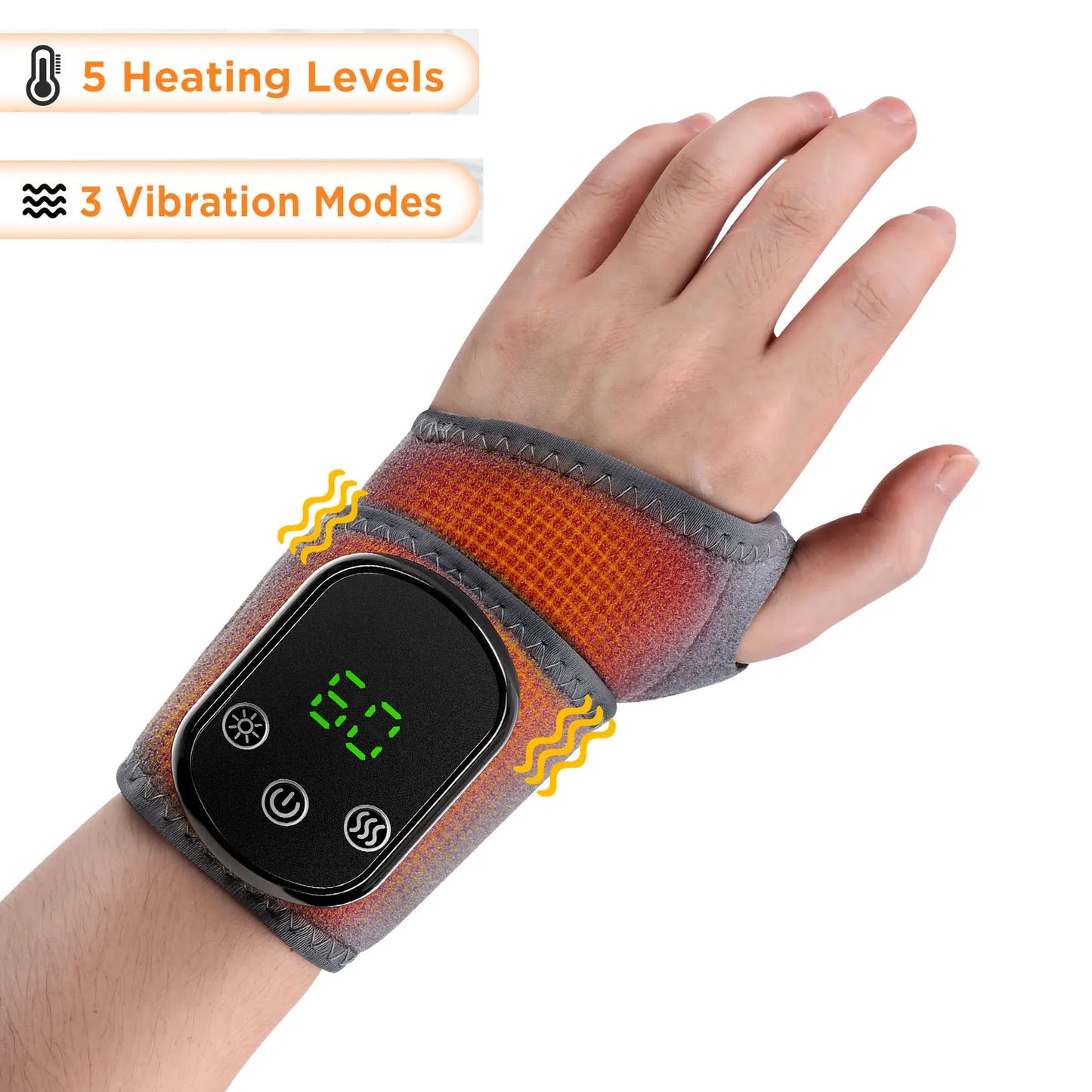 Protector de muñeca y calefacción 2 en 1, masaje vibratorio, ajuste de temperatura de tres velocidades, enchufe USB, protección fría y caliente, pulsera calefactora