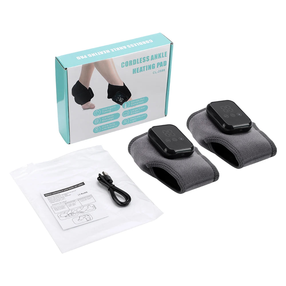 Foot Heat Massager Hot Compresses Vibration Massager Timer Breathable Material USB Foot and Ankle Joint Protection Touchscreen