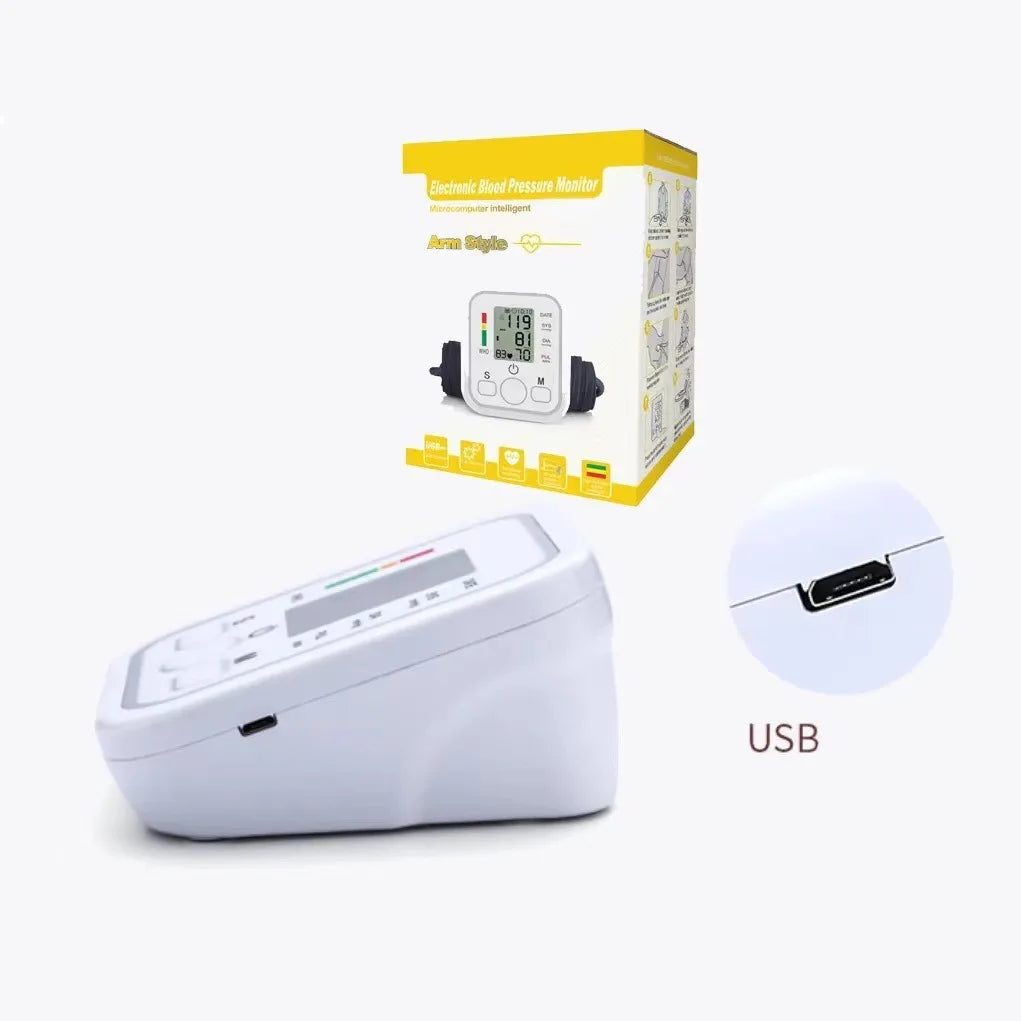 Electric Tonometer Arm Blood Pressure Monitor Digital Heart Beat Rate Pulse Meter Backlight Automatic Home Blood Pressure Meter