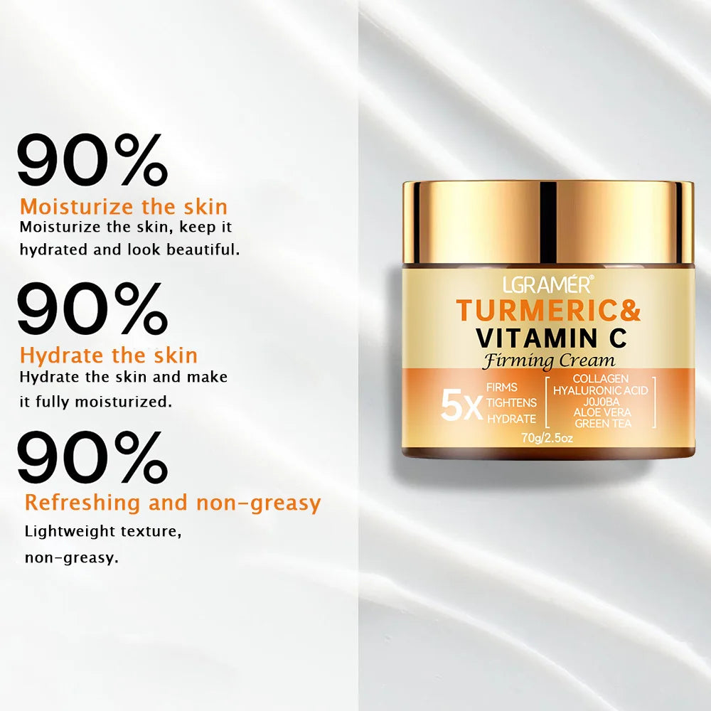 Crema Facial de Cúrcuma y Vitamina C – Hidratante, Antiarrugas y Reafirmante