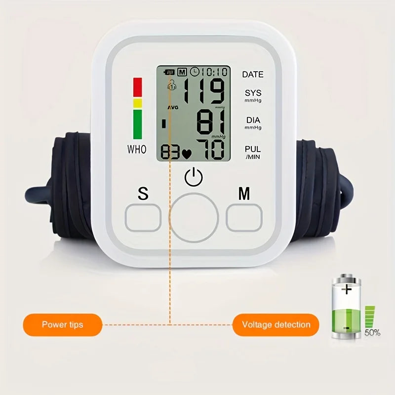 Electric Tonometer Arm Blood Pressure Monitor Digital Heart Beat Rate Pulse Meter Backlight Automatic Home Blood Pressure Meter