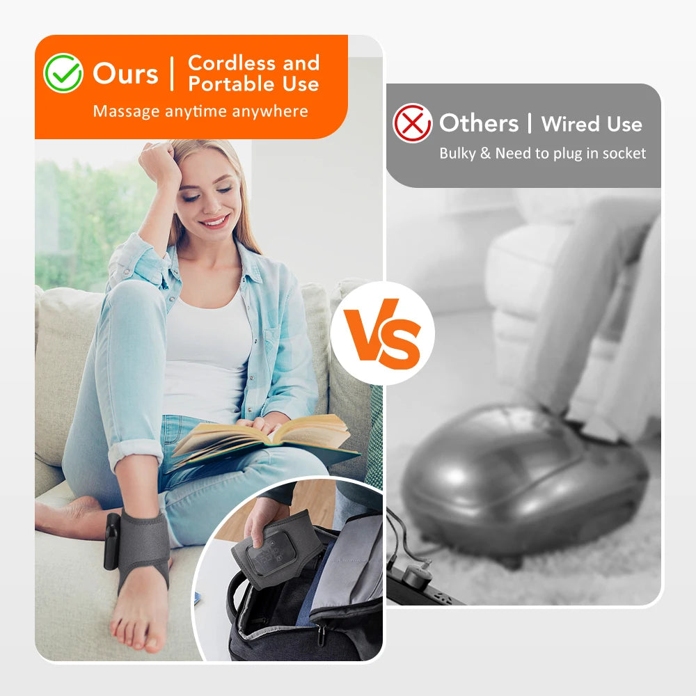 Foot Heat Massager Hot Compresses Vibration Massager Timer Breathable Material USB Foot and Ankle Joint Protection Touchscreen