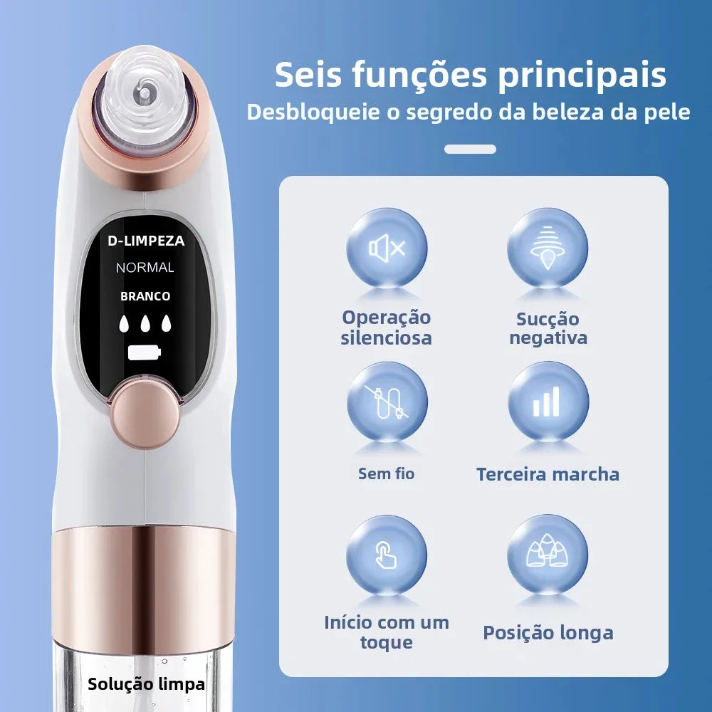 Removedor de Puntos Negros Eléctrico con Burbujas de Agua – Limpieza Facial Profunda y Succión al Vacío