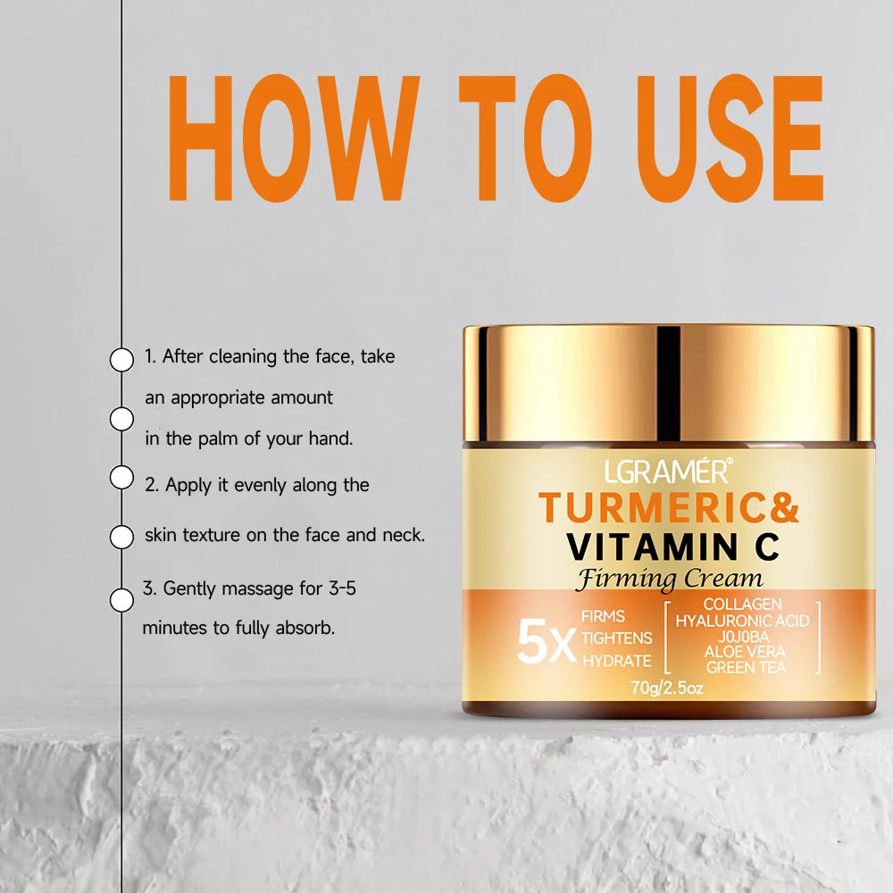 Crema Facial de Cúrcuma y Vitamina C – Hidratante, Antiarrugas y Reafirmante