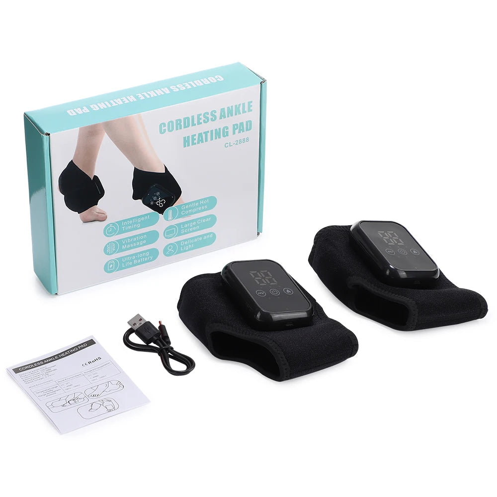 Foot Heat Massager Hot Compresses Vibration Massager Timer Breathable Material USB Foot and Ankle Joint Protection Touchscreen