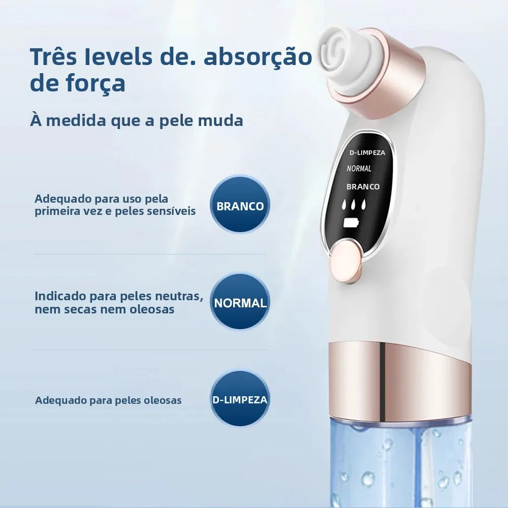 Removedor de Puntos Negros Eléctrico con Burbujas de Agua – Limpieza Facial Profunda y Succión al Vacío