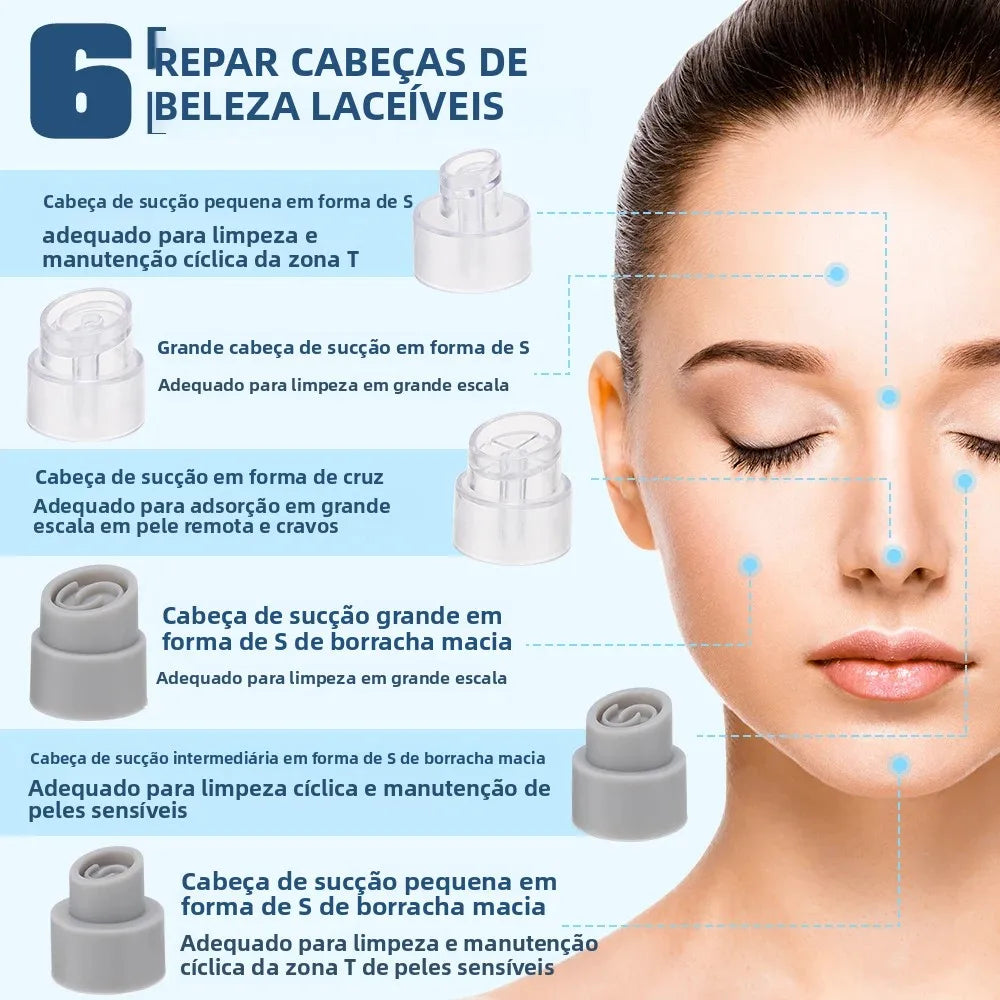 Removedor de Puntos Negros Eléctrico con Burbujas de Agua – Limpieza Facial Profunda y Succión al Vacío