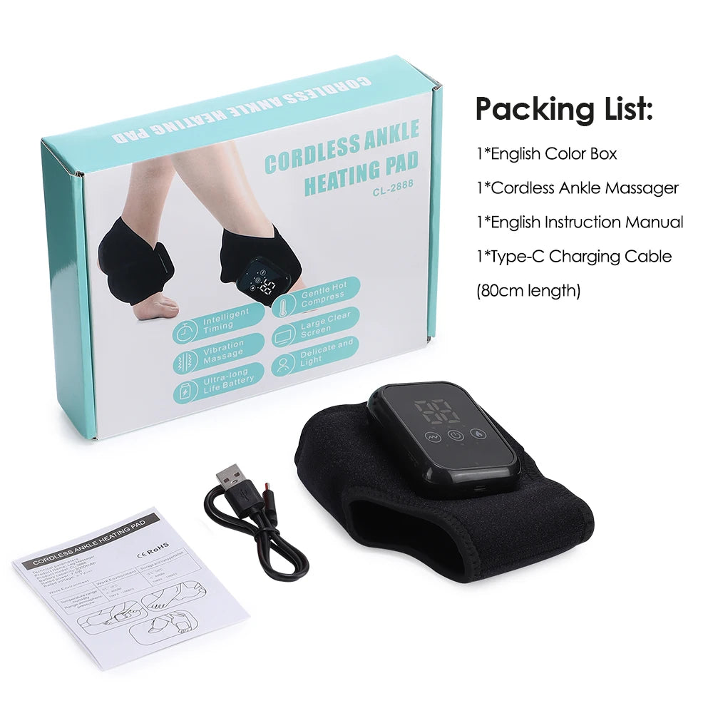 Foot Heat Massager Hot Compresses Vibration Massager Timer Breathable Material USB Foot and Ankle Joint Protection Touchscreen