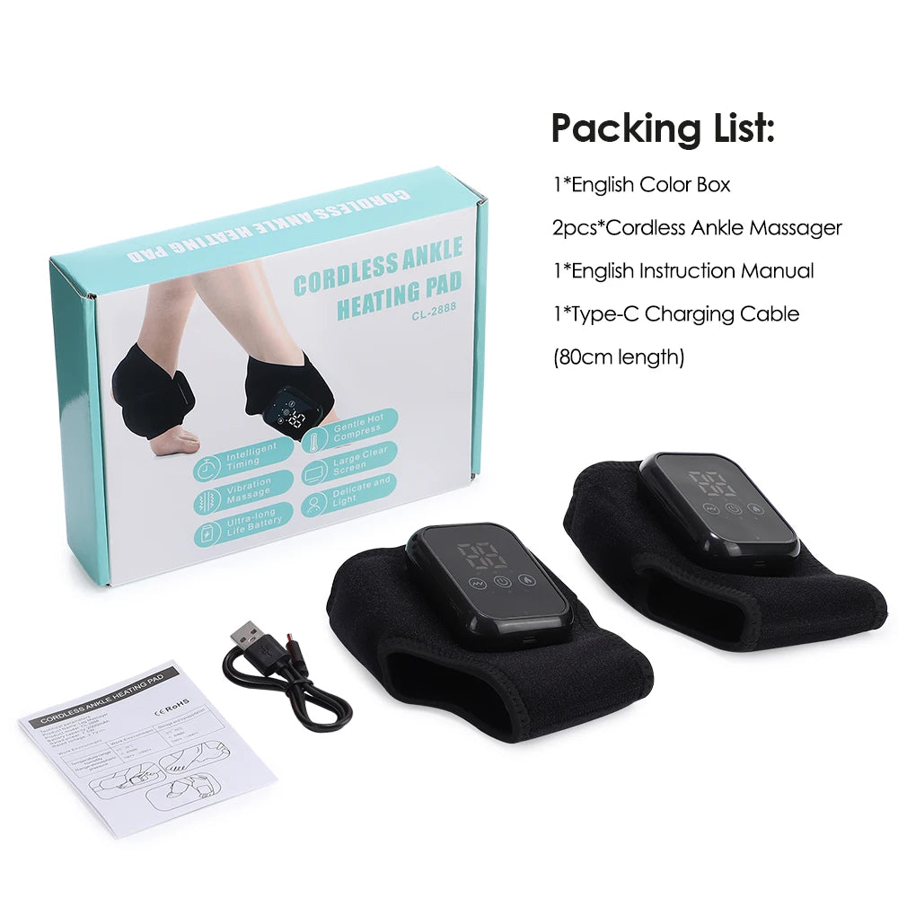 Foot Heat Massager Hot Compresses Vibration Massager Timer Breathable Material USB Foot and Ankle Joint Protection Touchscreen
