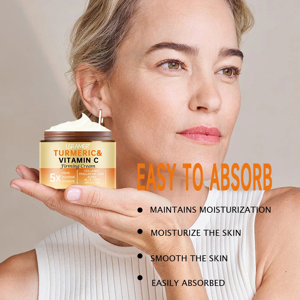 Crema Facial de Cúrcuma y Vitamina C – Hidratante, Antiarrugas y Reafirmante