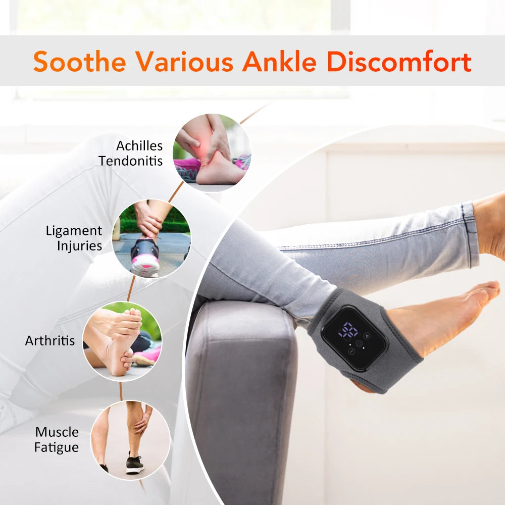 Foot Heat Massager Hot Compresses Vibration Massager Timer Breathable Material USB Foot and Ankle Joint Protection Touchscreen