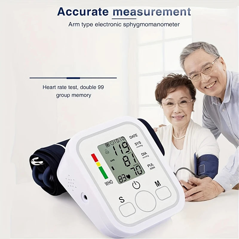 Electric Tonometer Arm Blood Pressure Monitor Digital Heart Beat Rate Pulse Meter Backlight Automatic Home Blood Pressure Meter