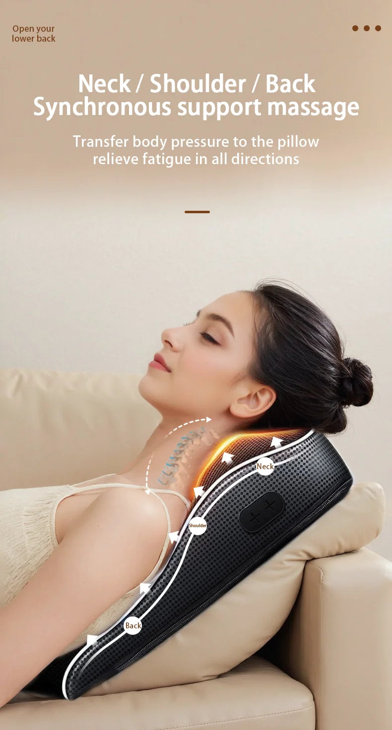 Almohada Masajeadora ForceLux Eléctrica - Alivio Relajante para Cuello y Espalda