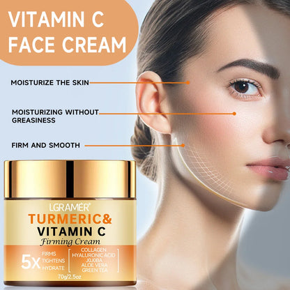 Crema Facial de Cúrcuma y Vitamina C – Hidratante, Antiarrugas y Reafirmante